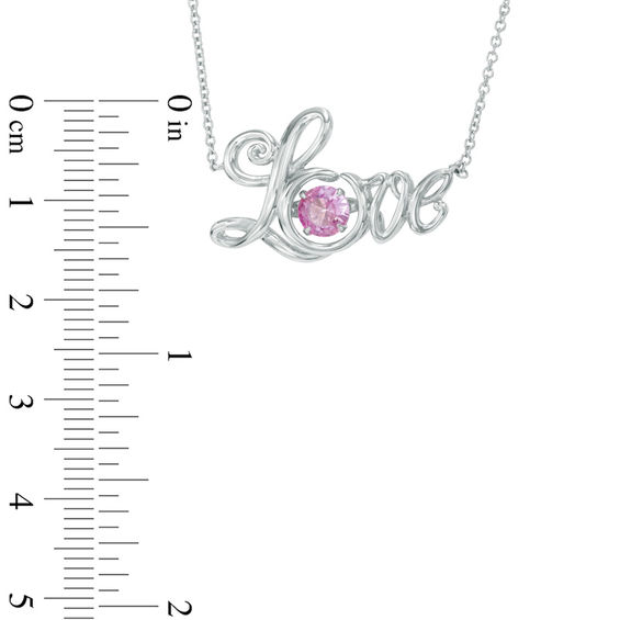 5.0mm Lab-Created Pink Sapphire "Love" Necklace in Sterling Silver - 17"
