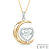 Thumbnail Image 1 of 5.0mm Lab-Created White Sapphire Moon and Heart Pendant in Sterling Silver with 14K Gold Plate