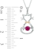 Thumbnail Image 2 of 4.0mm Lab-Created Ruby and White Sapphire Cat Pendant in Sterling Silver and 14K Gold Plate