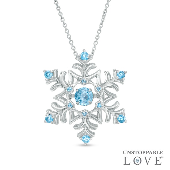 Swiss Blue Topaz Snowflake Pendant in Sterling Silver