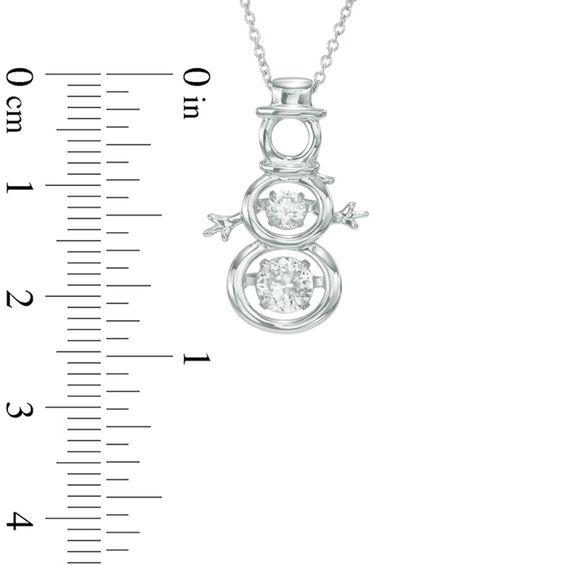 Lab-Created White Sapphire Snowman Pendant in Sterling Silver