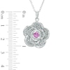 Thumbnail Image 2 of 4.0mm Lab-Created Pink and White Sapphire Flower Pendant in Sterling Silver