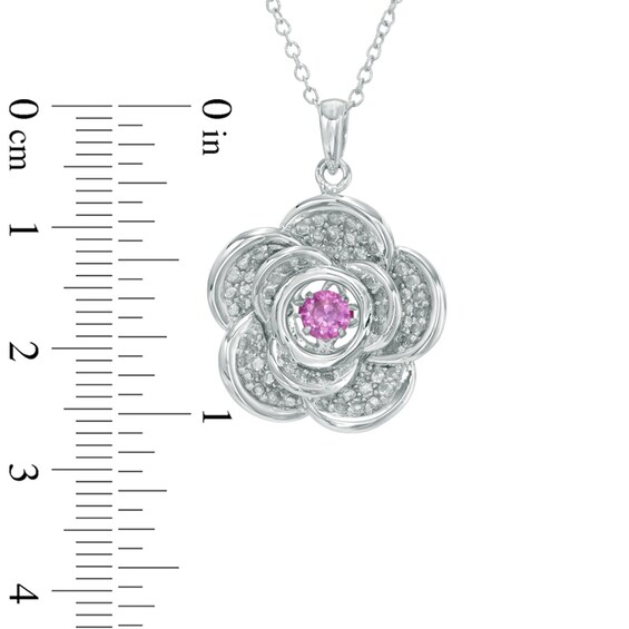 4.0mm Lab-Created Pink and White Sapphire Flower Pendant in Sterling Silver