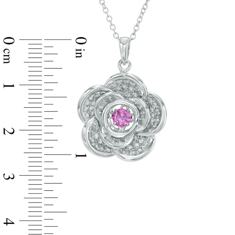 Unstoppable Love™ 4.0mm Lab-Created Pink and White Sapphire Flower Pendant in Sterling Silver