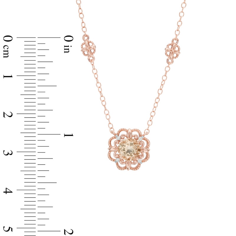 6.0mm Morganite and Diamond Accent Flower Frame Necklace in 10K Rose Gold - 17"