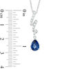 Thumbnail Image 2 of Pear-Shaped Lab-Created Blue and White Sapphire Ribbon Pendant and Earrings Set in Sterling Silver