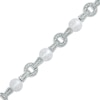 Thumbnail Image 0 of 5.0mm Cultured Freshwater Pearl and Diamond Accent Circle Link Bracelet in Sterling Silver - 7.25"