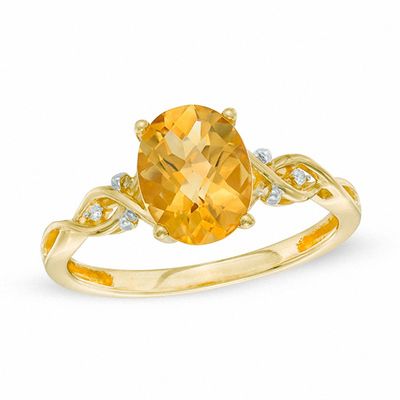 Details about   10k Yellow Gold Oval Citrine And Diamond Ring