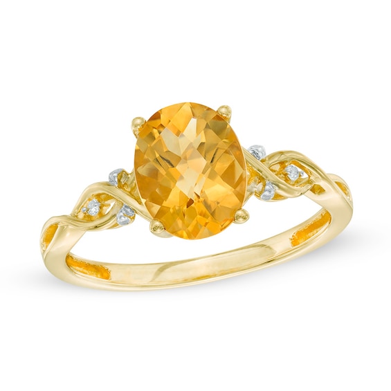 Oval Citrine and Diamond Accent Braid Ring in 10K Gold