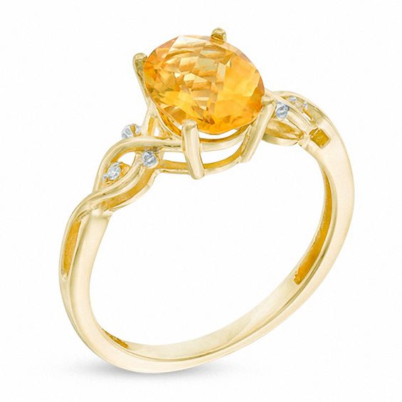 Oval Citrine and Diamond Accent Braid Ring in 10K Gold