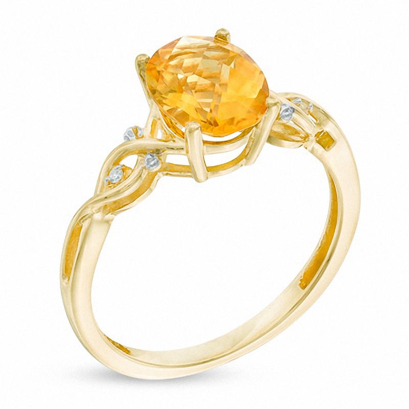 Oval Citrine and Diamond Accent Braid Ring in 10K Gold