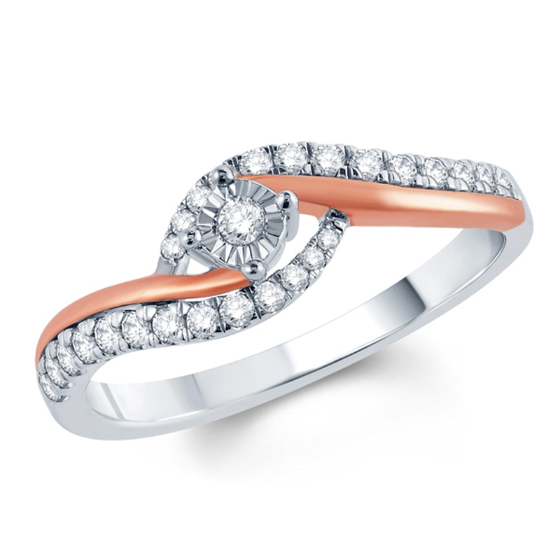 1/4 CT. T.W. Diamond Bypass Promise Ring in 10K Two-Tone Gold