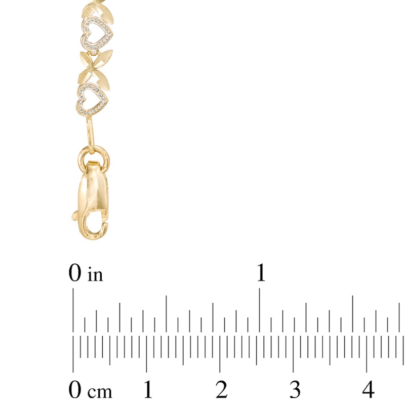 Main Image 2 of Alternating "X" and Heart Bracelet in 10K Two-Tone Gold - 7.25"