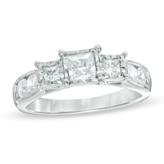 1 CT. T.W. Diamond Past Present Future® Engagement Ring in 10K White Gold |  Zales