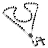 Thumbnail Image 0 of Men's Beaded Rosary in Stainless Steel with Black IP - 24"