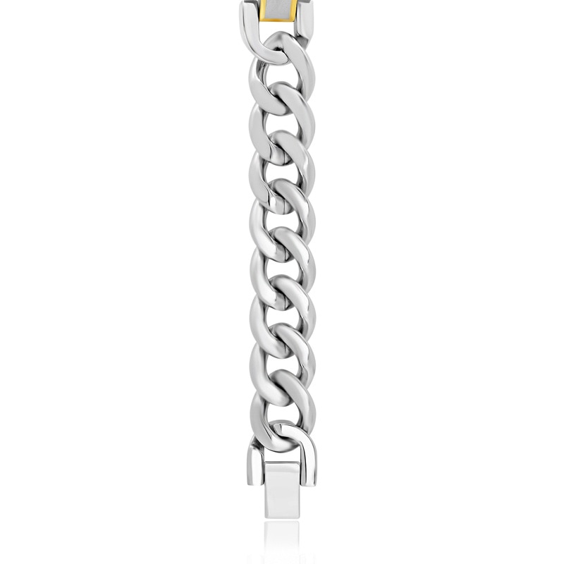 Men's Lord's Prayer ID Bracelet in Stainless Steel and Yellow IP - 8.5"