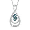 Thumbnail Image 1 of Open Hearts Rhythm by Jane Seymour™ 1/5 CT. T.W. Enhanced Blue and White Diamond Pendant in Sterling Silver