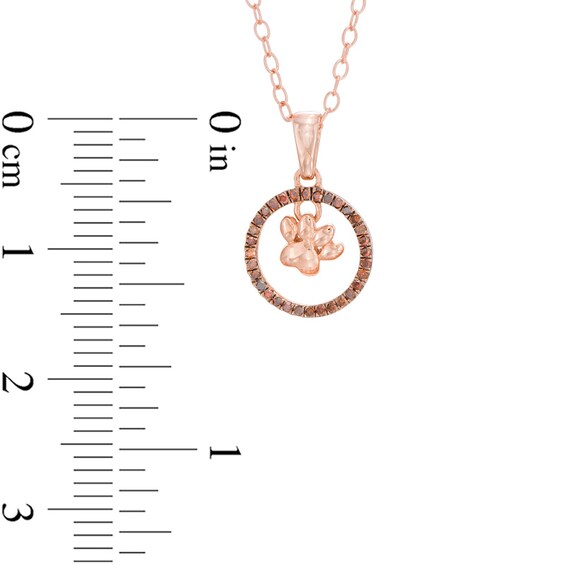 1/20 CT. T.w. Enhanced Cognac Diamond Open Circle with Paw Dangle Pendant in 10K Rose Gold