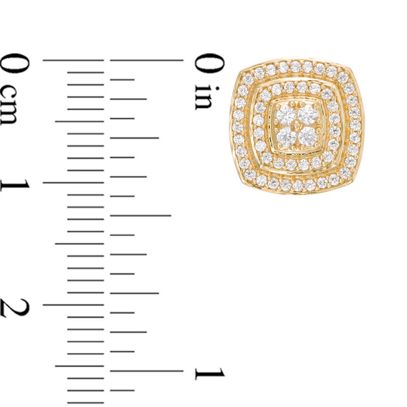Main Image 2 of 1/2 CT. T.W. Multi-Diamond Cushion Frame Stud Earrings in 10K Gold