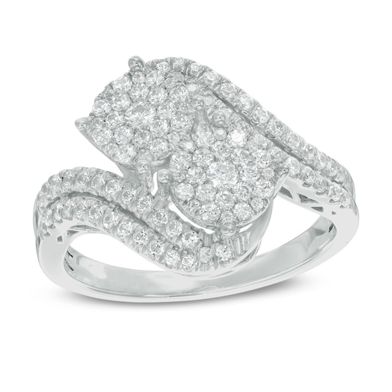 3/4 CT. T.w. Multi-Diamond Bypass Ring in 10K White Gold