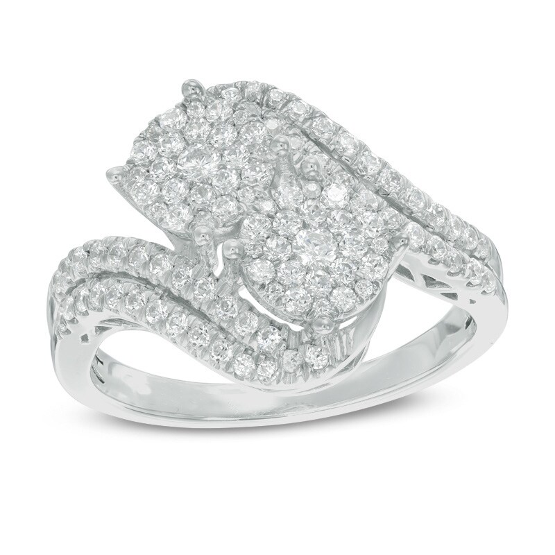 Main Image 1 of 3/4 CT. T.W. Multi-Diamond Bypass Ring in 10K White Gold