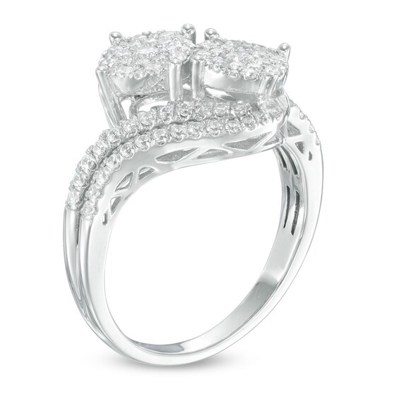 3/4 CT. T.w. Multi-Diamond Bypass Ring in 10K White Gold