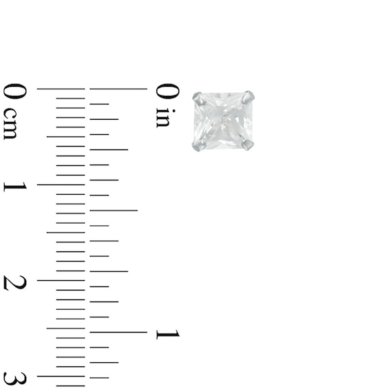 6.0mm Princess-Cut Lab-Created White Sapphire Stud Earrings in 14K White Gold