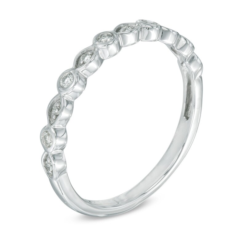 Main Image 2 of 1/10 CT. T.W. Diamond Vintage-Style Band in 14K White Gold