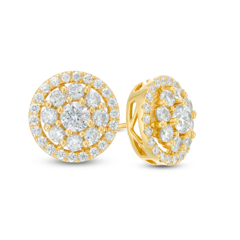 11/2 CT. T.W. Diamond Frame Stud Earrings in 14K Gold Zales