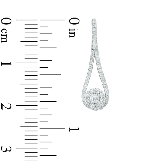 1/2 CT. T.w. Multi-Diamond Open Teardrop-Shaped Frame with Flower Drop Earrings in 10K White Gold