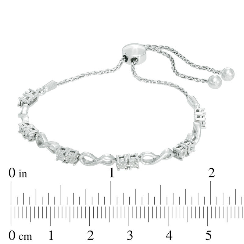 Main Image 2 of Diamond Accent Infinity Loop Adjustable Bolo Bracelet in Sterling Silver - 9.5"