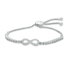 Thumbnail Image 0 of 1/6 CT. T.W. Diamond Infinity Loop Adjustable Bolo Bracelet in Sterling Silver - 9.5"