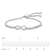 Thumbnail Image 1 of 1/6 CT. T.W. Diamond Infinity Loop Adjustable Bolo Bracelet in Sterling Silver - 9.5"