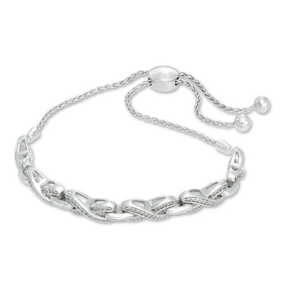 1/3 CT. T.w. Diamond "X" Adjustable Bolo Bracelet in Sterling Silver - 9.5"