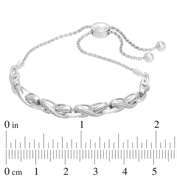 1/3 CT. T.w. Diamond "X" Adjustable Bolo Bracelet in Sterling Silver - 9.5"