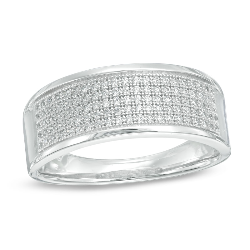 Main Image 1 of 1/3 CT. T.W. Diamond Multi-Row Band in Sterling Silver