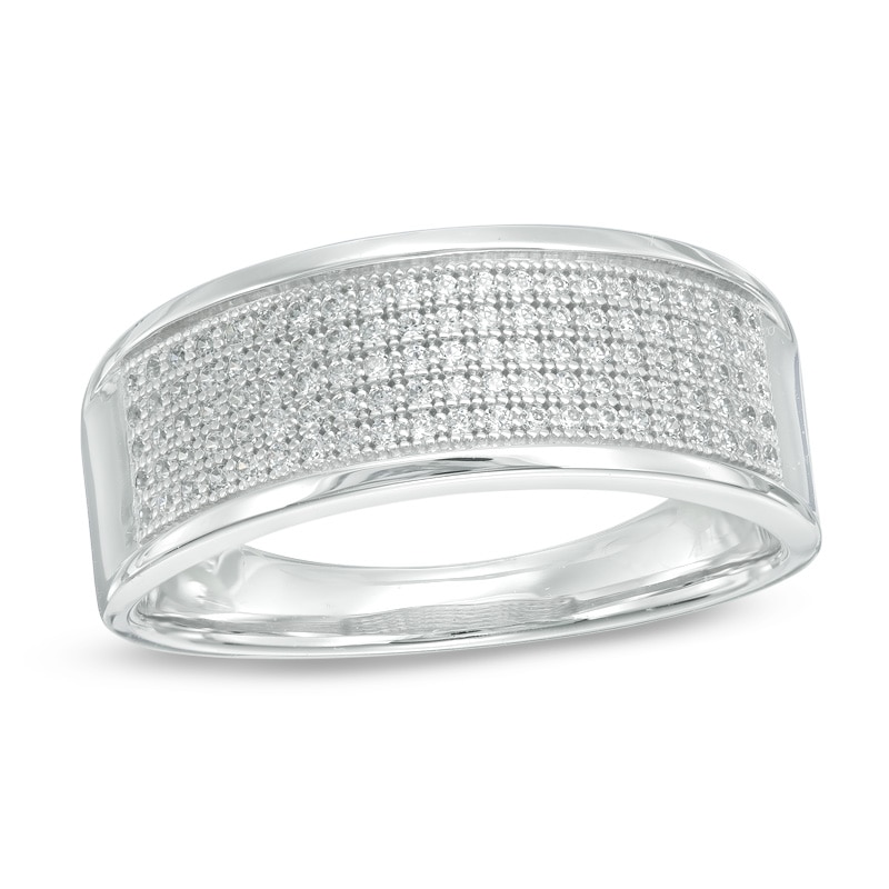 Men's 1/3 CT. T.W. Diamond Multi-Row Band in Sterling Silver