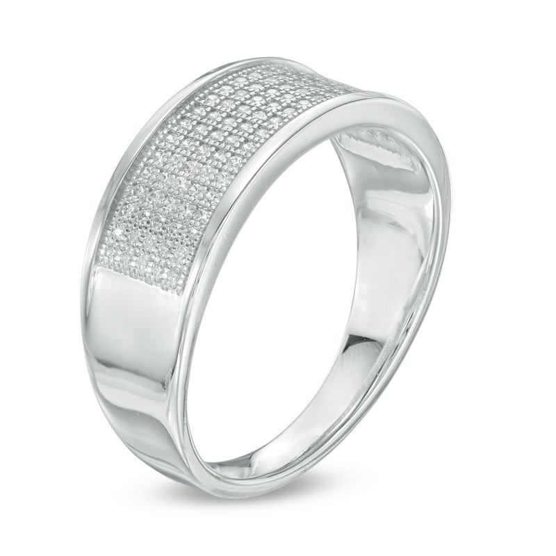 Main Image 2 of 1/3 CT. T.W. Diamond Multi-Row Band in Sterling Silver