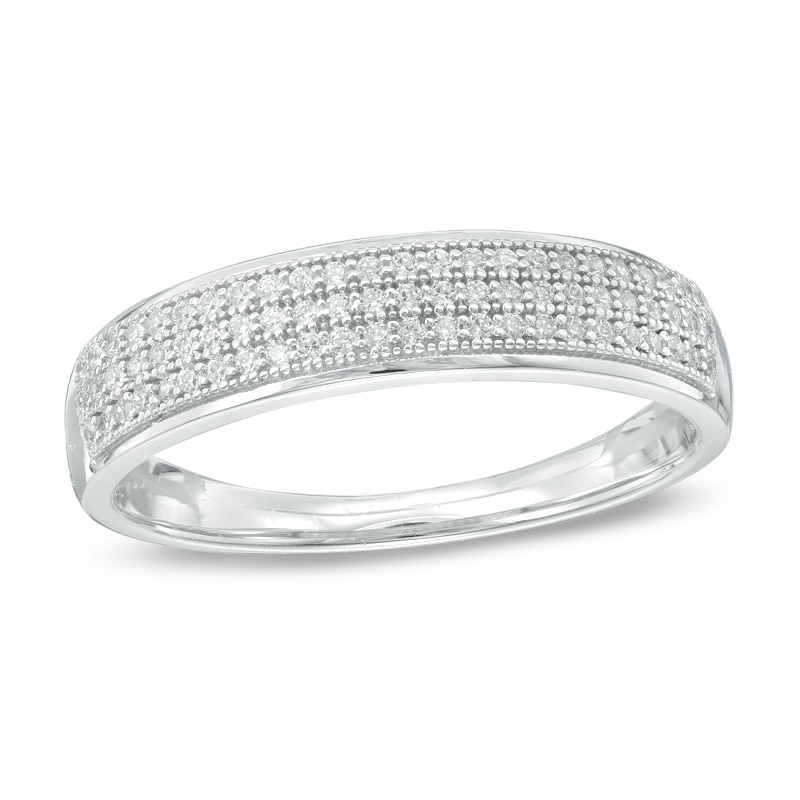 Main Image 1 of 1/5 CT. T.W. Diamond Triple Row Band in Sterling Silver