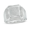 Thumbnail Image 1 of Men's 1/3 CT. T.W. Composite Diamond Square Frame Ring in Sterling Silver