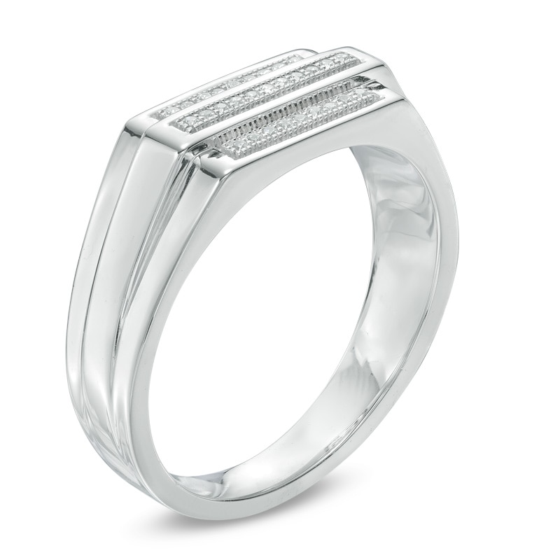 Men's 1/15 CT. T.W. Diamond Three Row Band in Sterling Silver