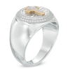 Thumbnail Image 1 of Men's 1/4 CT. T.W. Diamond Frame Cross Ring in Sterling Silver with Yellow Rhodium