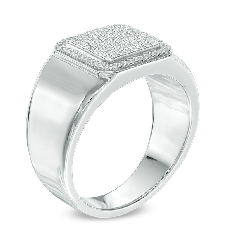 Main Image 2 of Men's 1/4 CT. T.W. Composite Diamond Square Frame Ring in Sterling Silver