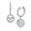Thumbnail Image 0 of 4.0mm Lab-Created White Sapphire Circle Drop Hoop Earrings in Sterling Silver