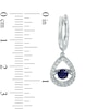 Thumbnail Image 2 of 4.0mm Lab-Created Blue and White Sapphire Teardrop Hoop Earrings in Sterling Silver