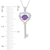 Thumbnail Image 2 of 6.0mm Amethyst Heart-Top Key Pendant in Sterling Silver and 14K Gold Plate