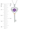 Thumbnail Image 1 of 6.0mm Amethyst Heart-Top Key Pendant in Sterling Silver and 14K Gold Plate