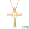 Thumbnail Image 1 of 4.0mm Lab-Created White Sapphire Cross Pendant in Sterling Silver with 14K Gold Plate
