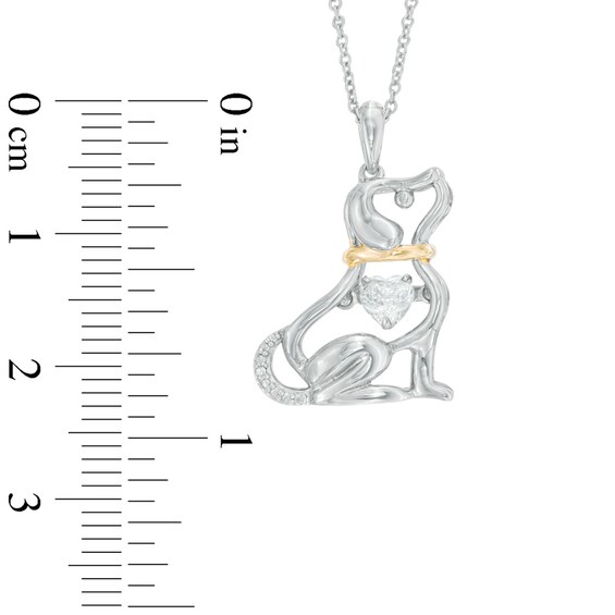 4.0mm Heart-Shaped Lab-Created White Sapphire Dog Pendant in Sterling Silver and 14K Gold Plate