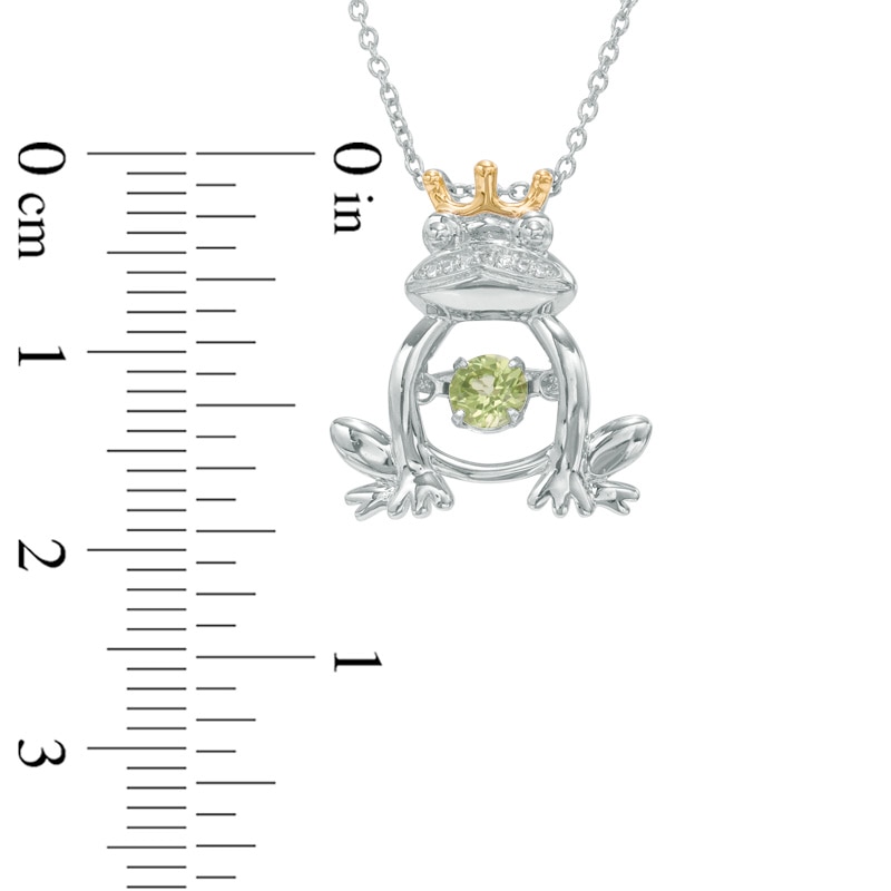 Main Image 2 of 4.0mm Peridot and Lab-Created White Sapphire Frog Pendant in Sterling Silver and 14K Gold Plate